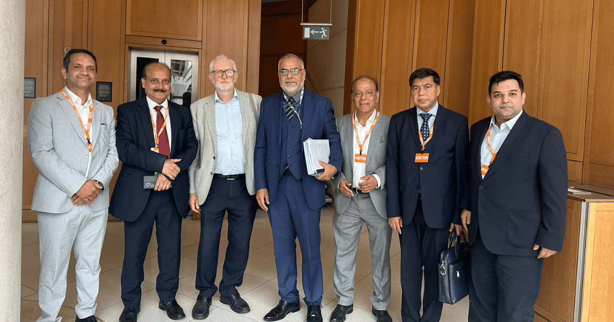 Prof. Dr. Md. Habibe Millat with Jeremy Corbyn MP and Ayoub Khan MP at the UK Parliament